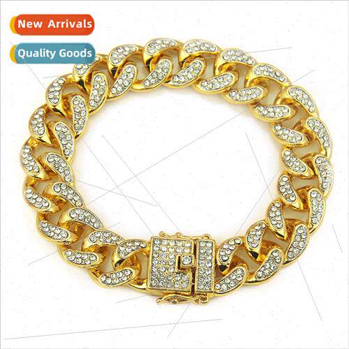 Europe Diamonds Square Buckle Two Tone Bracelet Hip Hop Men