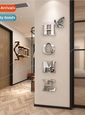 HOME family slogan acrylic 3d mirror wall stickers entryway