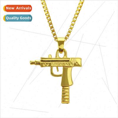New Necklace Mini Hip Hop Pistol Machine Gun Necklace Letter