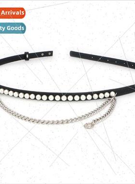 Pearl thin belt fashion chain decoration skirt belt female r