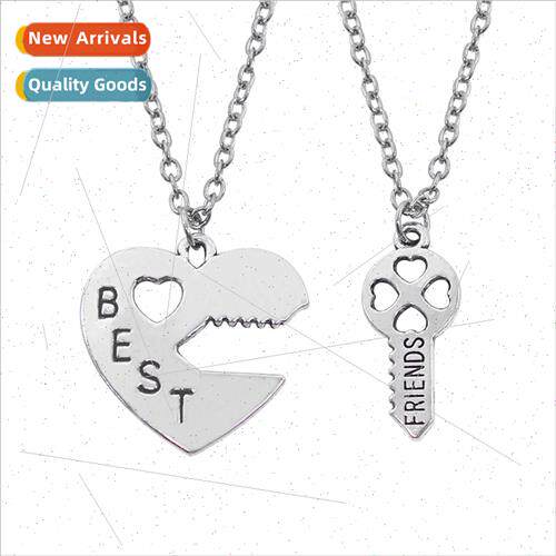 Friendship Charms Heart Lock Key Necklace BFF Love Heart All