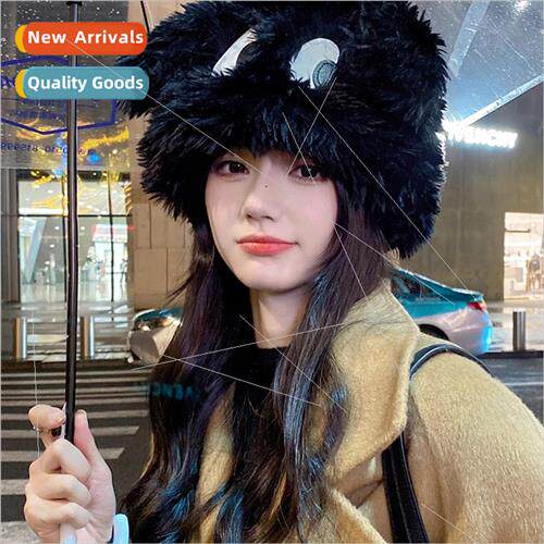 Cute cartoon big eyes puppy long ears plush hat female winte