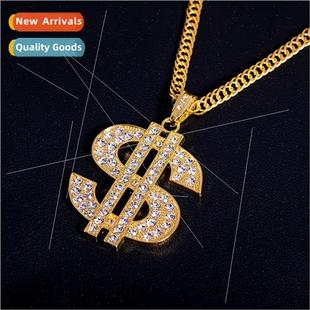 letter necklace exaggerated Metal sign diamonds dollar