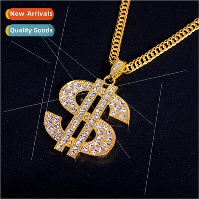 Metal wh diamonds letter necklace exaggerated dollar sign ju