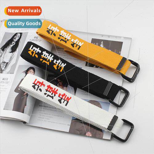 simple leisure canvas belt men women double ring buckle jean