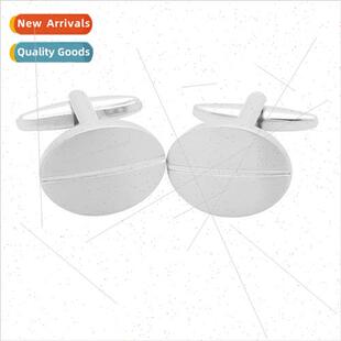 mple oval men brushed metal cufflinks French shirt accessori
