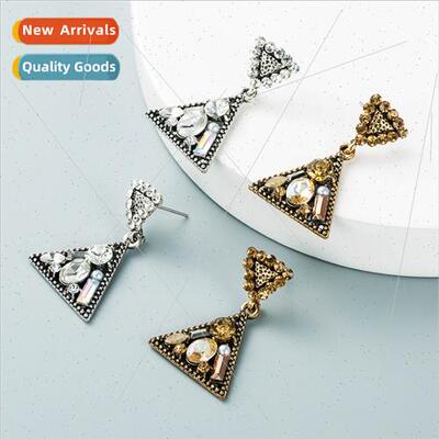 Creative multi-layer triangle alloy diamond acrylic geometri