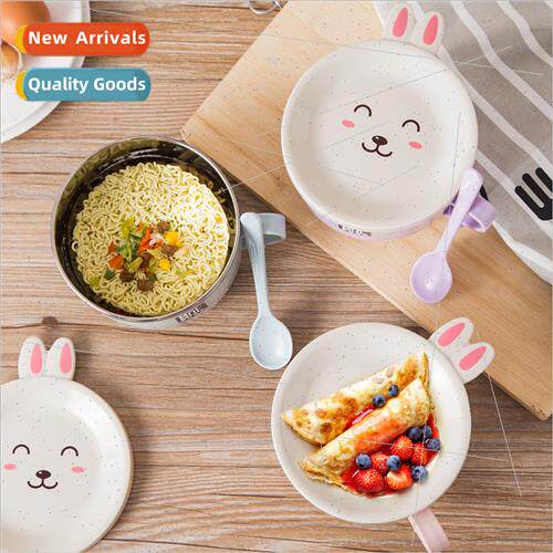 Stainless double layer anti-scald instant noodle bowl Cute b