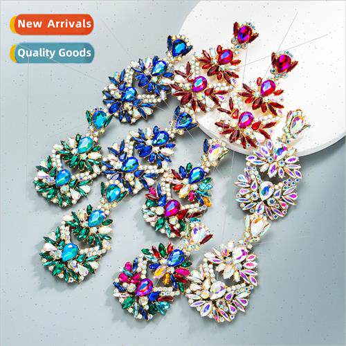 earrings new alloy rhinestone floral earrings tide female Eu
