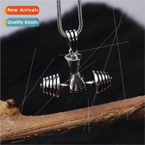 Barbell Necklace Men Personalized Fness Pendant Punk Jewelry
