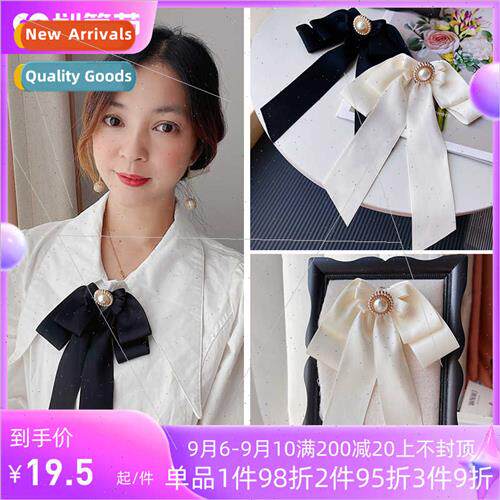 new black whe pearl bow polyester silk flower Korean large b