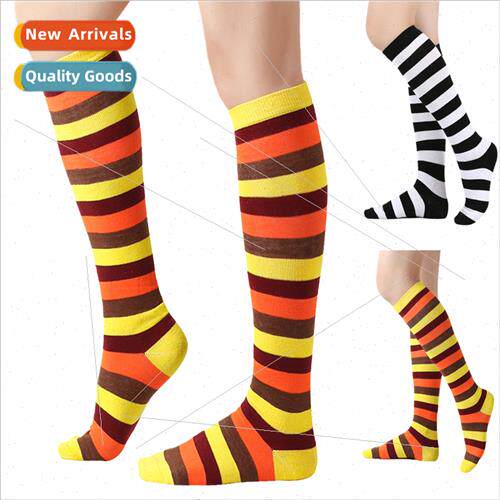 Holiday fashion orange striped socks knee socks unisex turke