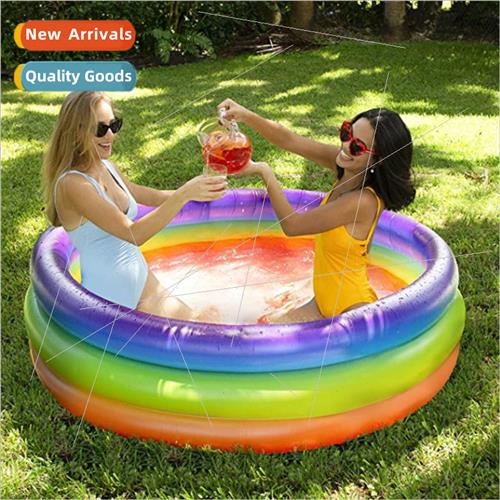 Inflatable swimming pool round three ring folding play pool