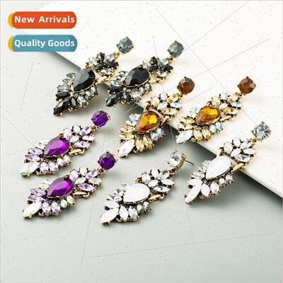 Europe ethnic new casual wild earrings female alloy rhinesto