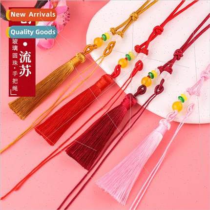 Pull loop spike handle pcs lanyard jade bead tassel DIY hand