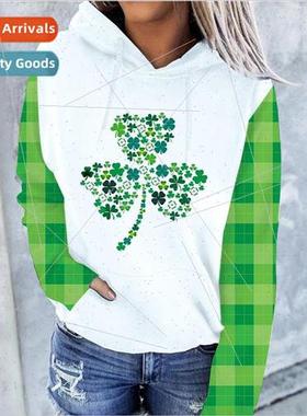 2023 New 3d Printed St. Patricks Irish Day Shamrock Hooded P