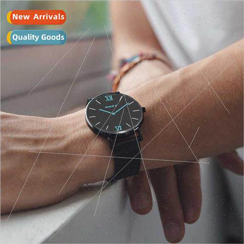 New Men Watch Casual Fashion Watch mple Mesh Strap Quartz Wa