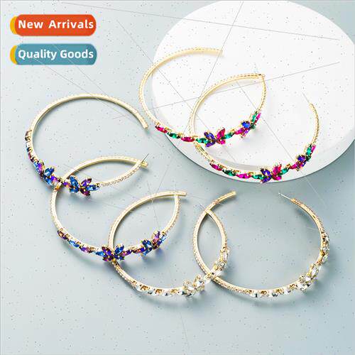 New alloy inlaid colored glass diamond rhinestone floral ear