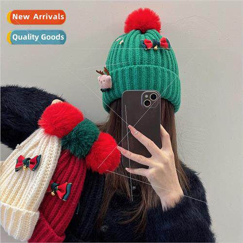 Red Christmas hat wool cap fall winter warm Korean  hundred