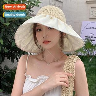 Korean  summer new hat female color rubber sunscreen sun hat