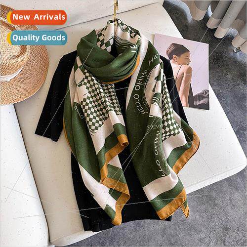 New fashion letters cotton linen silk scarf female fall wint