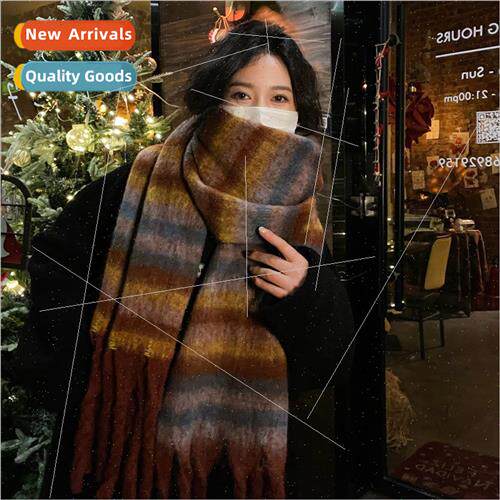 Plaid scarf girls winter senior sense thickened warm neck Ko