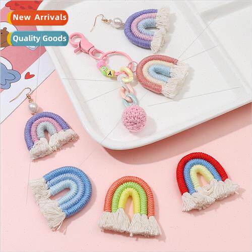 Fabric ethnic  tassel rainbow pendant pendant diy handmade e