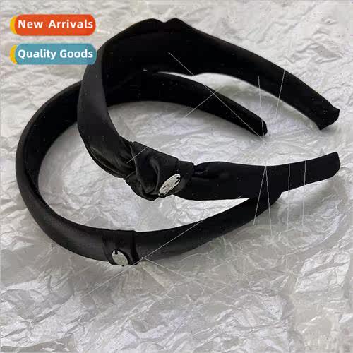 Black hair band vintage wide edge fabric headband simple pre