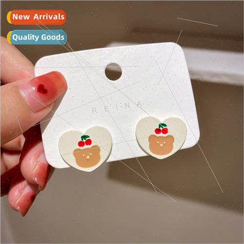 bear love earrings 2023 new tide female ear jewelry fresh hu