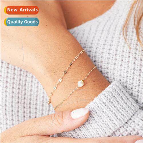 Minimalist Bracelet Double Stainless Chain Bracelet Pearl HJ