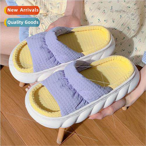 Leisure indoor home wh candy color cotton linen slippers fem