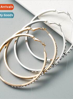 Europe large circle tide metal earrings female electroplatin