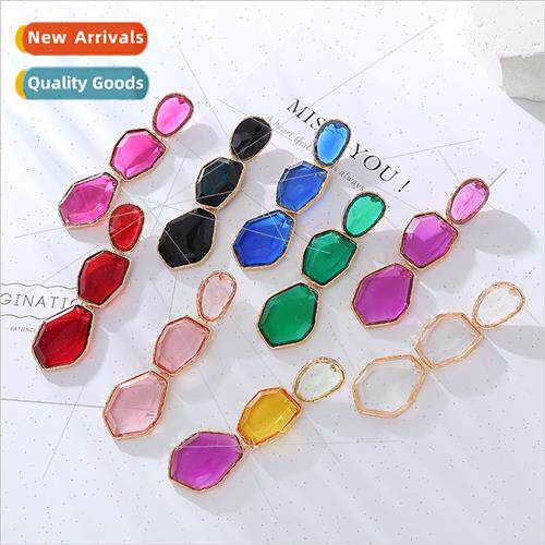 Fashion nd new alloy transparent resin earrings female long