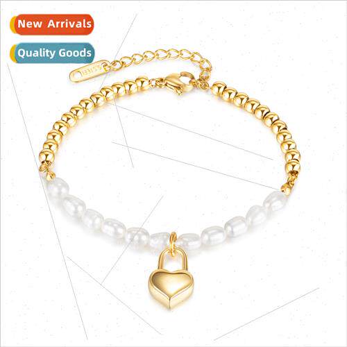 che Chain Patchwork Natural Stainless Steel Heart Lock Brace