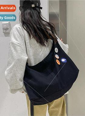 Korea simple lerary washed canvas bag large capacy crossbody