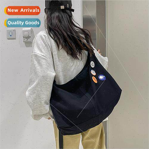 Korea simple lerary washed canvas bag large capacy crossbody
