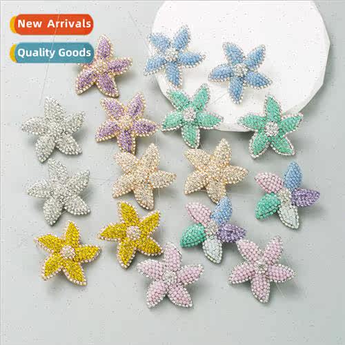 ins nd creative starfish earrings alloy electroplating inlai