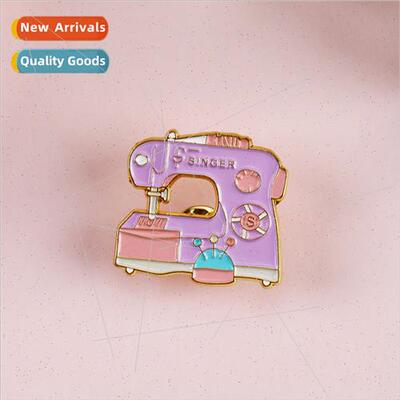 Creative Fun Sewing Machine Brooch Design Fashion Oil Drip A