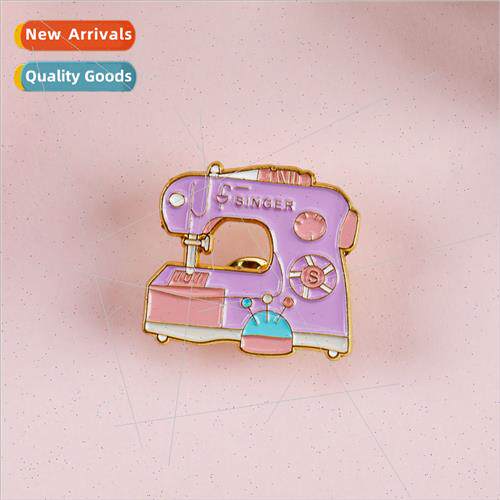 Creative Fun Sewing Machine Brooch Design Fashion Oil Drip A