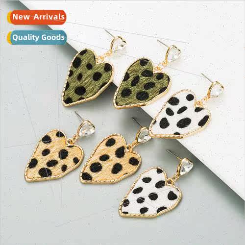 925 silver needle love earrings irregular leopard earrings f