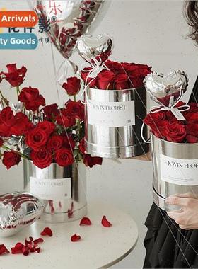 Round lver Gold Cuddle Bucket Flower  Box Set 2 Holiday Flow