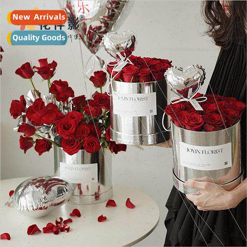 Round lver Gold Cuddle Bucket Flower  Box Set 2 Holiday Flow