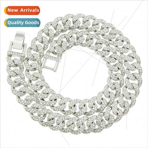 Europe hip-hop full diamond Cuban chain necklace set set dan