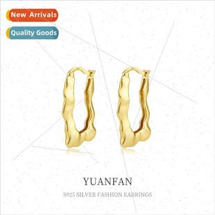 female Europe cold S925 niche earrings wind irregular silver