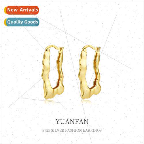 S925 silver earrings female Europe cold wind niche irregular