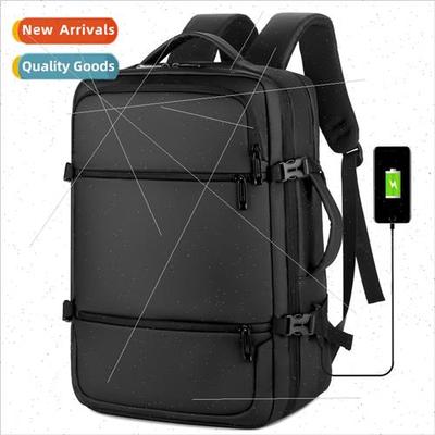Large-capacy shoulder bag men USB waterproof leather membran