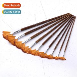 9 Wooden Rods Fan Shape Nylon Hair Brush Set Fan Shape Brush