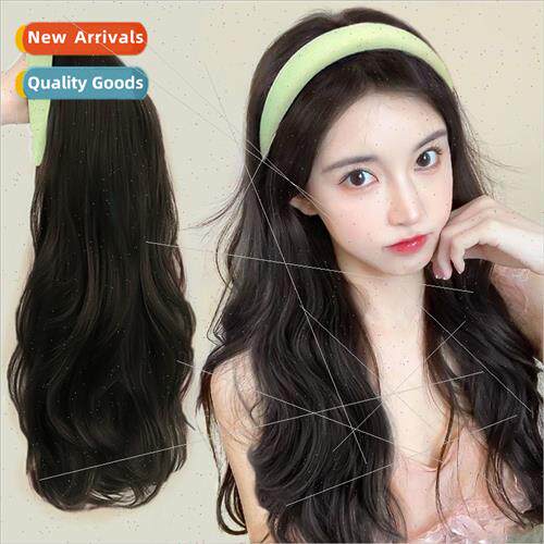 Xu Hongdou hair band wig ladies big wave long hair one-piece