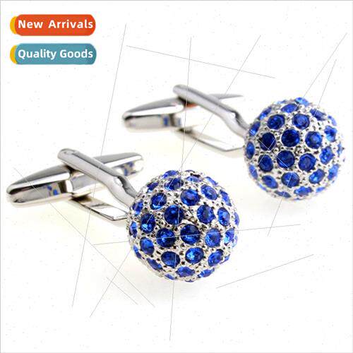 Copper Metal Cufflinks Round Ball Full Diamond Whe Crystal F