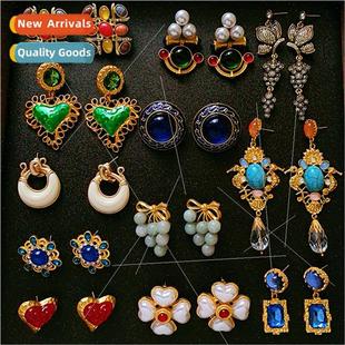 Old Needle Metal Vintage Court Earrings French lver